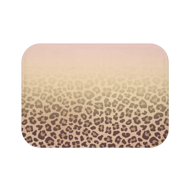 Blush Pink Leopard-Print Bath Mat – Fashion-Forward Home Accent