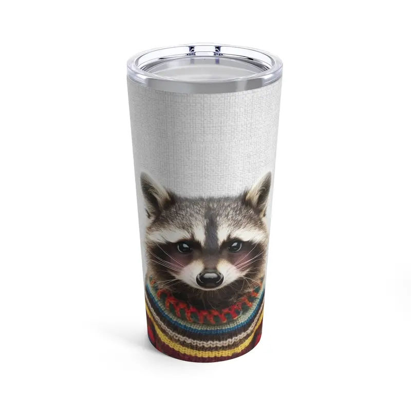 Blushing Raccoon Wearing a Cozy Sweater Insulated Tumbler (20 oz)