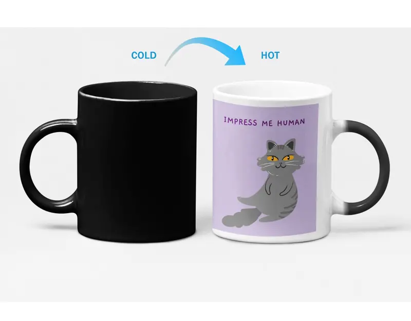 Bossy Cat Motif Mug – Temperature-Dependent Color Change