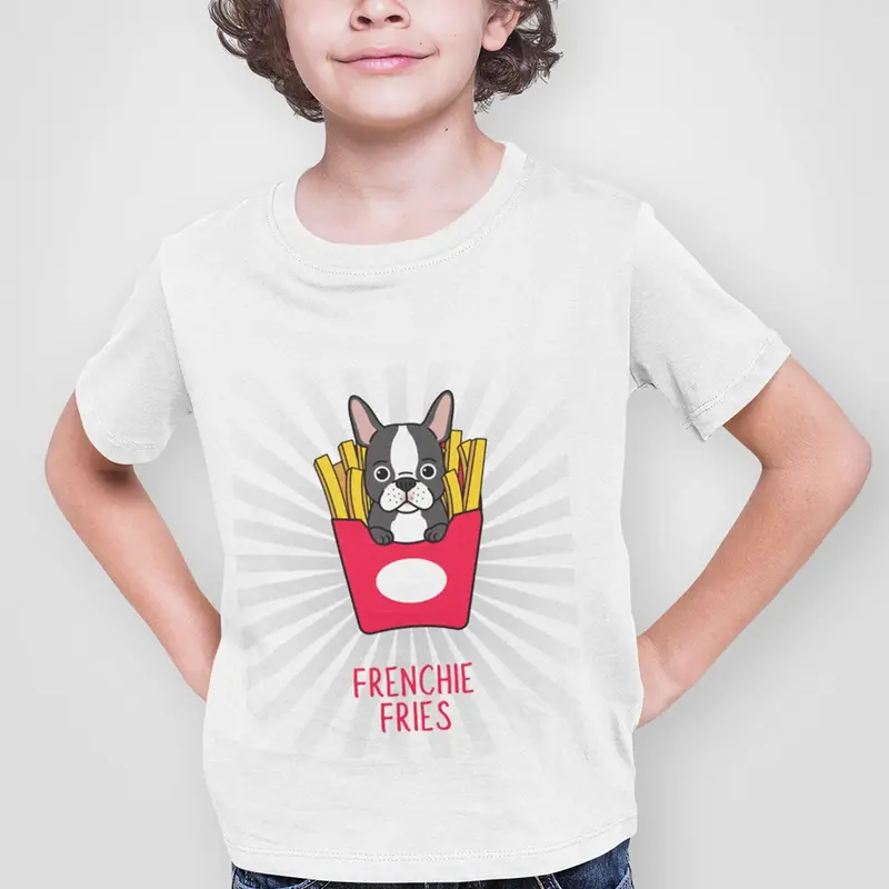 Boys’ French Bulldog & Fries Humor T-Shirt