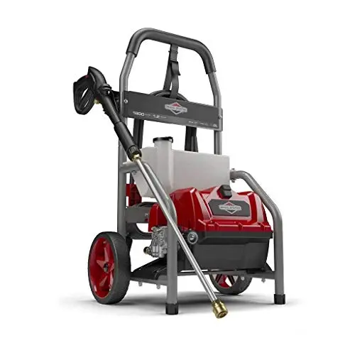 Briggs & Stratton 20680 Electric Pressure Washer – 1800 PSI / 1.2 GPM, Lightweight Home Cleaning System in Red/Gray/Titanium