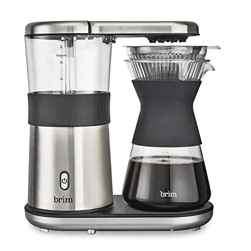 Brim 8-Cup Pour-Over Coffee Maker Kit – Stainless Steel Carafe, Reusable Filter, Scoop & Silicone Sleeve