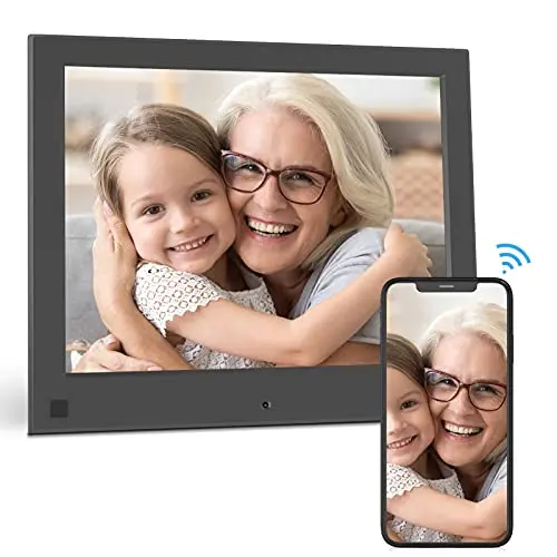 BSIMB 8-Inch WiFi Digital Picture Frame – 16GB Storage, IPS 1280×800 Display, Motion Sensor, Remote & App Sync (iOS/Android)