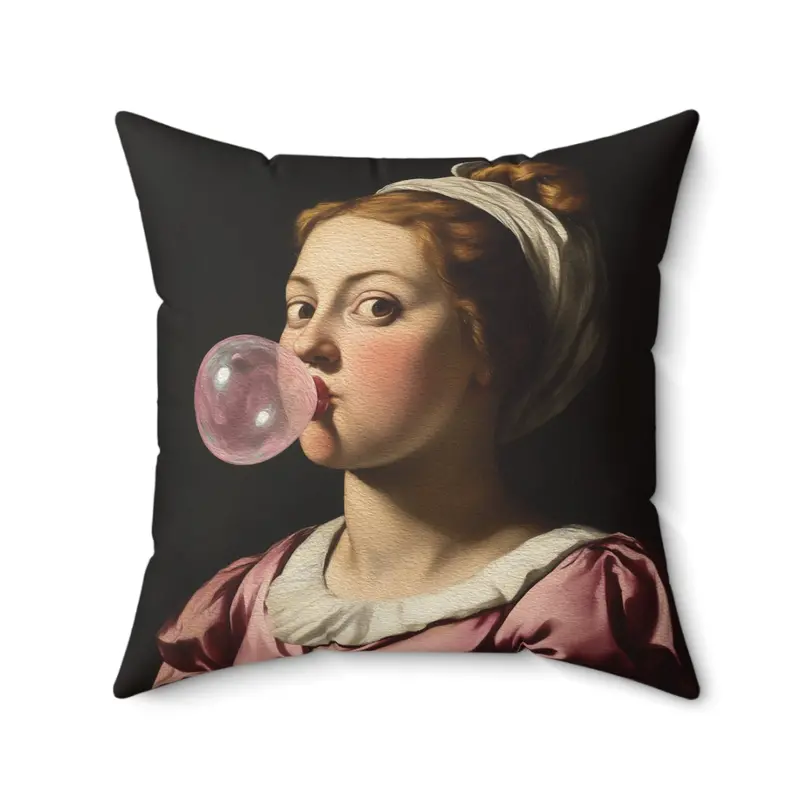 Bubblegum Renaissance Faux Suede Decorative Pillow