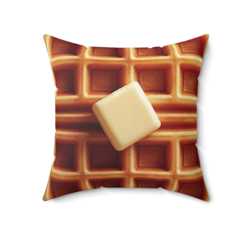 Butter & Waffle Inspired Square Pillow – Soft Decor Cushion in 3 Sizes