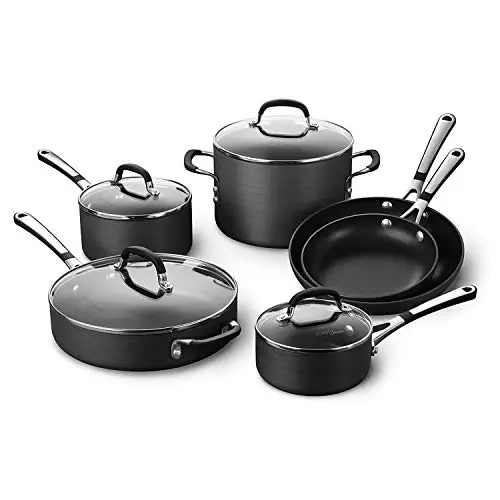 Calphalon 10-Piece Nonstick Cookware Set – Black Pots & Pans with Stay-Cool Handles