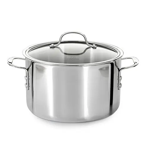 Calphalon Tri-Ply Stainless Steel 8-Qt Stockpot with Lid – Heavy-Duty Clad Construction
