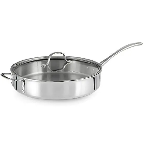 Calphalon Tri-Ply Stainless Steel Saute Pan – 5-Quart with Lid, Heavy-Duty Construction