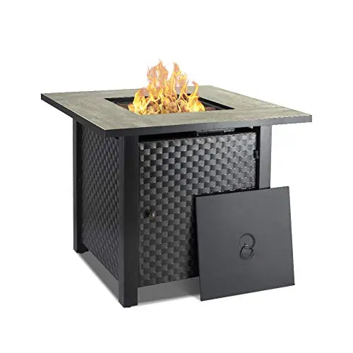 Camplux 30-Inch Propane Fire Pit Table – Square 2-in-1 Gas Fire Table with Lava Rocks, Ceramic Top, 50,000 BTU Output, and Auto Ignition