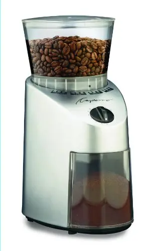 Capresso 560 Infinity Conical Burr Grinder – 8.5-Ounce Capacity, Brushed Silver Finish