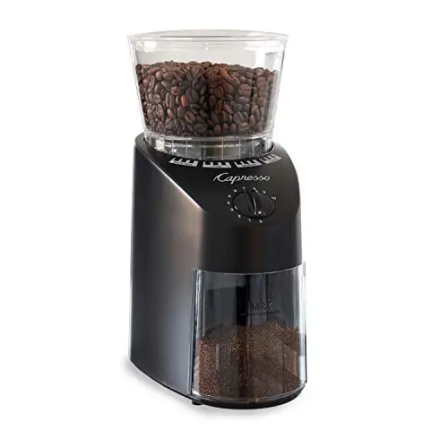 Capresso Infinity Conical Burr Coffee Grinder – 8.8 oz Capacity, Black Design