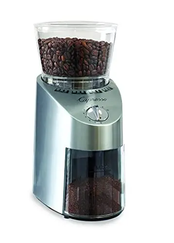 Capresso Infinity Conical Burr Grinder – Transparent Bean Hopper (8.8 oz Capacity)