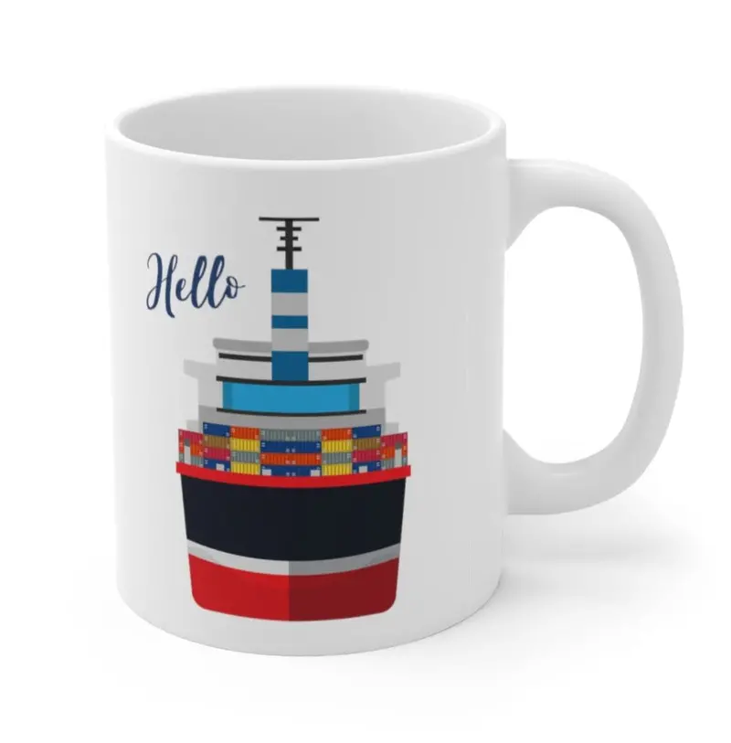 Cargo Ship Ceramic Coffee Mug – 11 oz