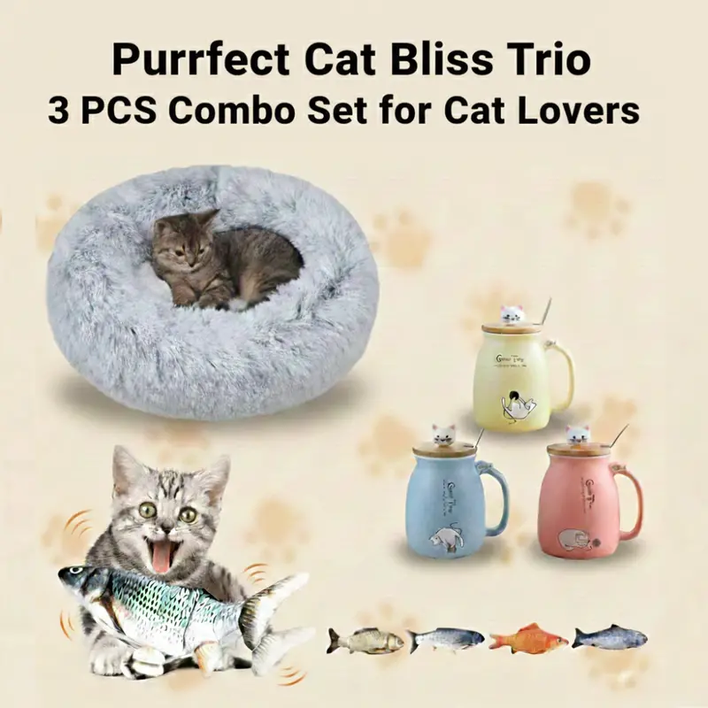 Cat Lover Essentials Trio: Toys, Treats & Keepsake Set