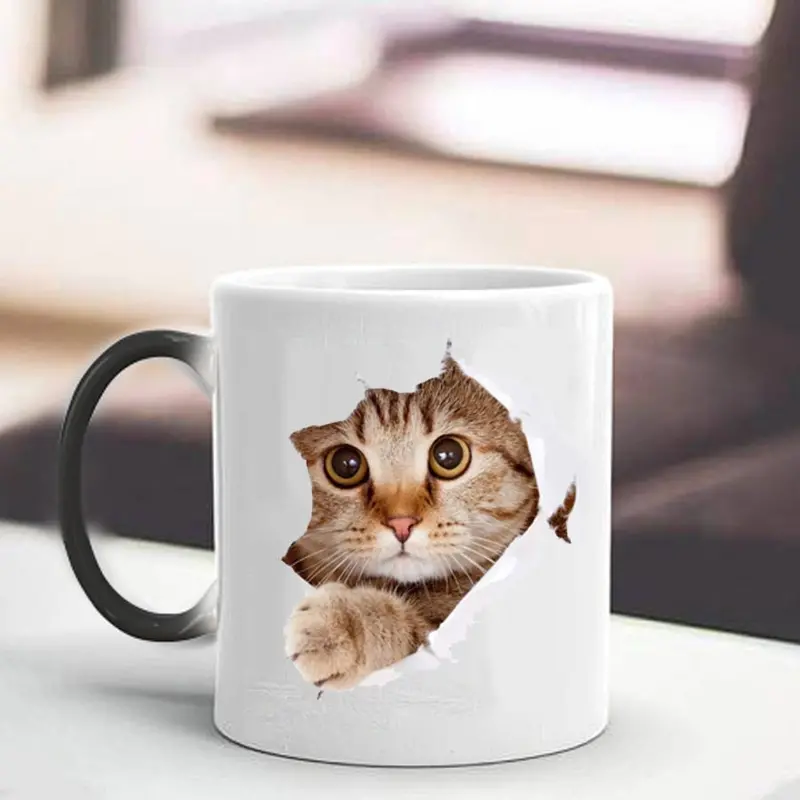 Chameleon Cat Ceramic Mug – Color-Changing When Hot