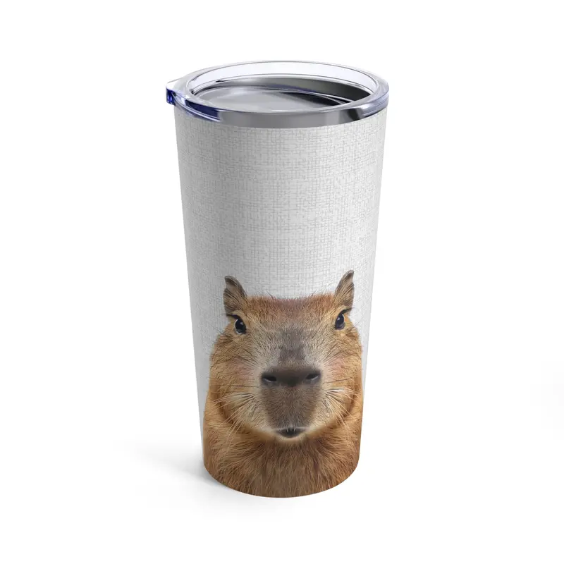 Charming Blushing Capybara Tumbler – 20 oz Double-Wall Stainless Steel