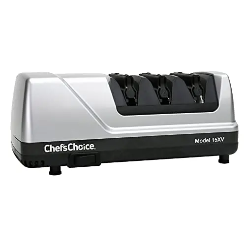 Chef’sChoice Trizor XV EdgeSelect Electric Knife Sharpener – 3-Stage Diamond Abrasive System for Straight & Serrated Blades (Gray)