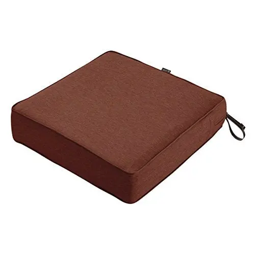 Classic Accessories Montlake Outdoor Seat Cushion – 21″ Square Water-Resistant Patio Chair Pad in Heather Henna Red