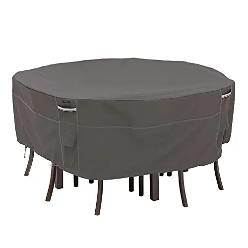 Classic Accessories Ravenna Round Patio Table Cover – Water-Resistant 108″ Outdoor Cover for Tables & Chairs
