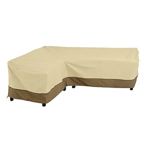 Classic Accessories Veranda L-Shaped Patio Sectional Cover – Large Pebble-Tone Weather-Resistant Sofa Protector (Left-Facing)