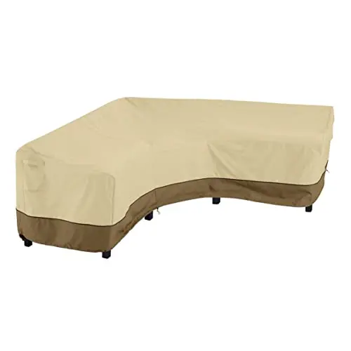 Classic Accessories Veranda V-Shaped Sectional Sofa Cover – Large All-Weather Patio Furniture Protector in Earth Tones