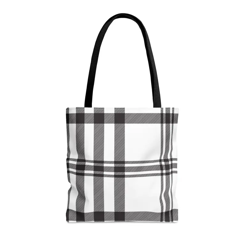 Classic Black-and-White Plaid Canvas Tote