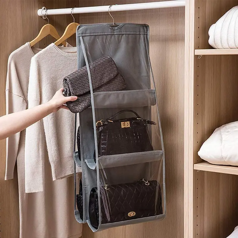 Clear Hanging Closet Organizer for Handbags & Accessories