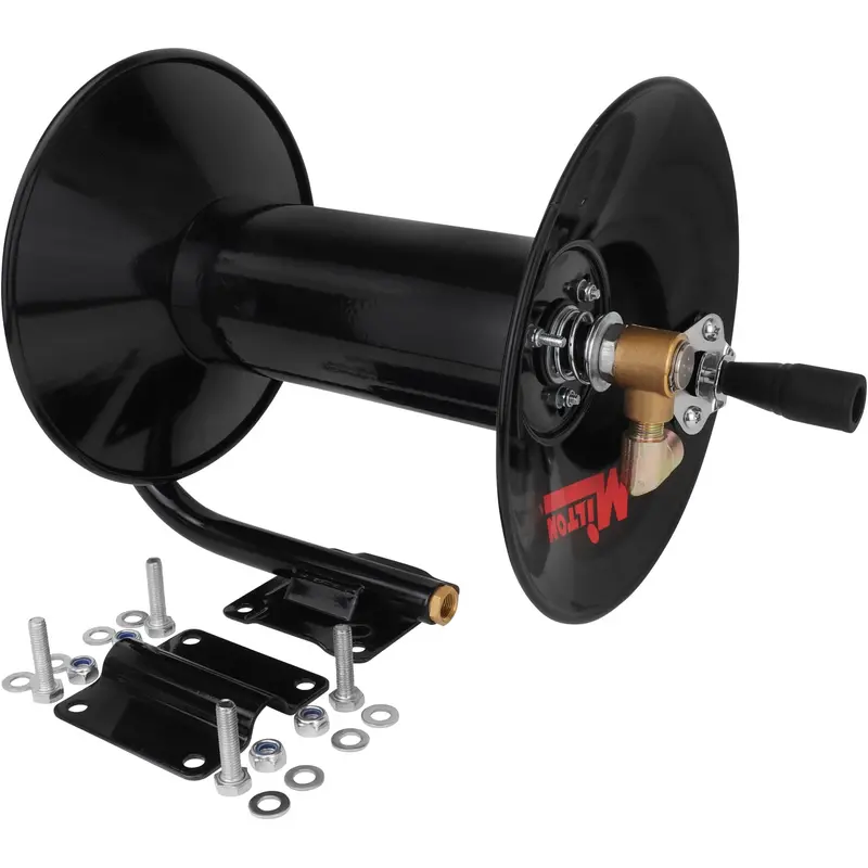 Compact Manual Hose Reel – Bare Drum Design, Holds Up to 100 Feet of Pressure Washer Hose