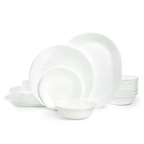 Corelle Winter Frost White 38-Piece Dinnerware Set – Service for 12, Chip-Resistant Triple-Layer Glass