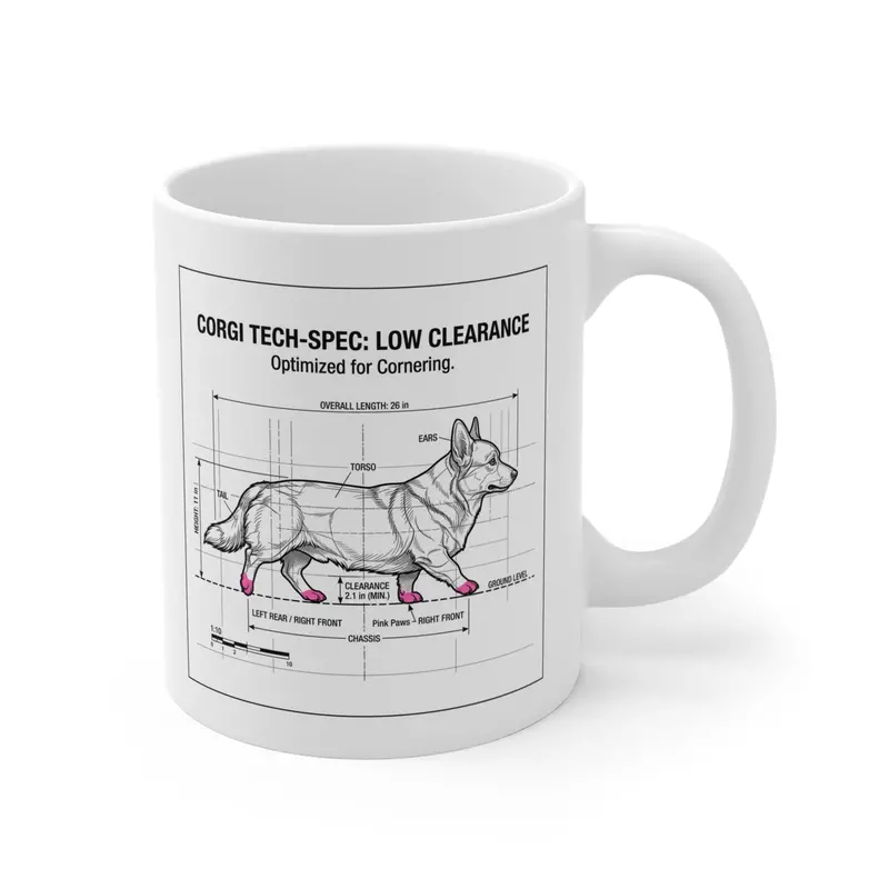 Corgi Ground Clearance Technical Illustration Mug