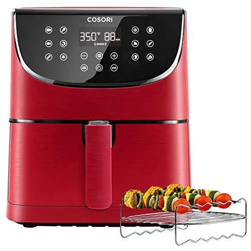 COSORI 3.7-Quart Air Fryer – Oil-Free Digital Cooker with LED Touchscreen, 13 Functions, Preheat & Shake Alerts, 100 Recipes, Burgundy Red