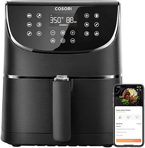 COSORI Smart WiFi Air Fryer – 5.8QT, 13 Presets, Alexa/Google Compatible, Shake Reminder & Keep-Warm Function (Black)