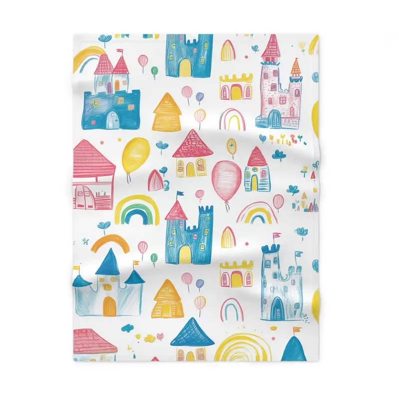 Crayon Castle Pattern Soft Fleece Baby Blanket