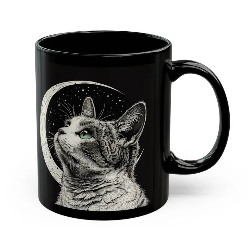 Crescent Moon Cat Ceramic Coffee & Tea Mug