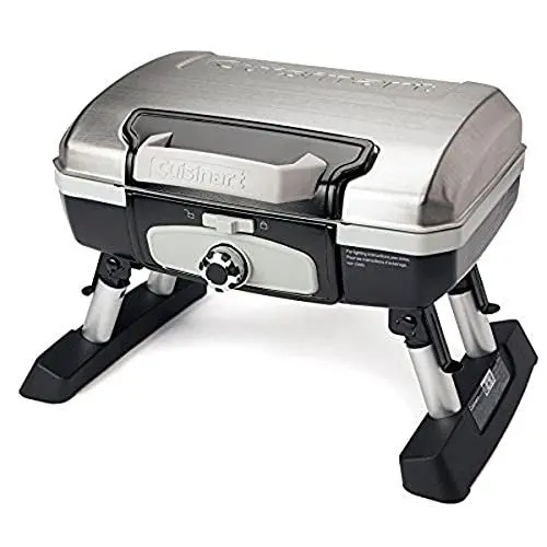 Cuisinart CGG-180TS Petit Gourmet Portable Gas Grill – Stainless Steel Tabletop Design for Outdoor Cooking
