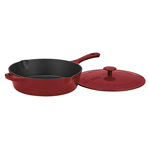 Cuisinart Chef’s Classic Enameled Cast Iron 12-Inch Chicken Fryer with Lid – Cardinal Red