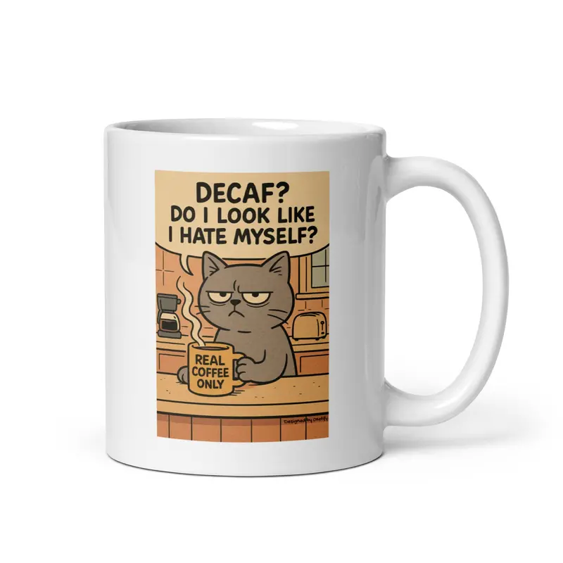 Decaf Cat Mug – Humorous Caffeine-Free Pet Lover Cup