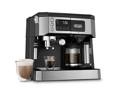 De’Longhi COM532M All-in-One Espresso & Drip Coffee Maker – Adjustable Milk Frother, 10-Cup Glass Carafe, Cappuccino & Latte Ready