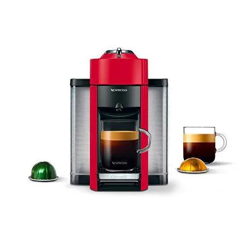 De’Longhi Nespresso Vertuo Evoluo ENV135R Coffee & Espresso Machine – Red, One-Touch Brewing