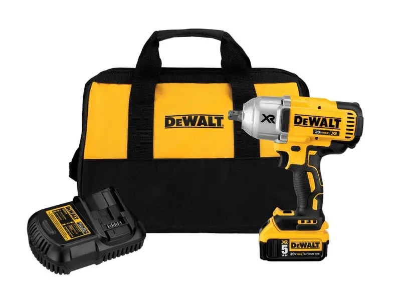 DEWALT 20V MAX XR Brushless 1/2-Inch High-Torque Impact Wrench with Detent Pin Anvil — Includes 5.0Ah Battery