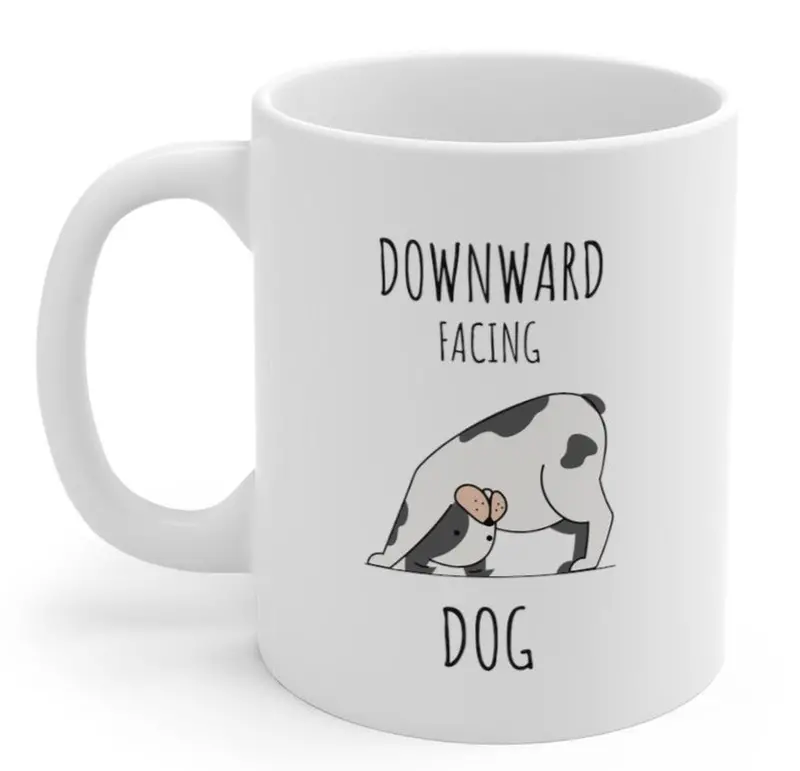 Downward Facing Dog Illustration Ceramic Mug