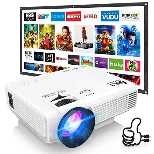 DR. J HI-04 Portable Outdoor Projector – 1080P HD Mini Movie Projector with 100″ Screen, HDMI/USB/TF Support, and Latest Firmware