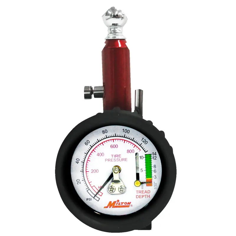 Dual-Function Dial Gauge: Tire Pressure & Tread Depth Meter