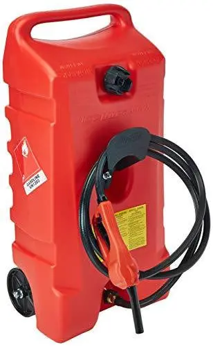 DuraMax Flo n’ Go LE Fluid Transfer Pump + 14-Gallon Rolling Gas Can – Heavy-Duty Dual-Function Fuel & Liquid Handling System
