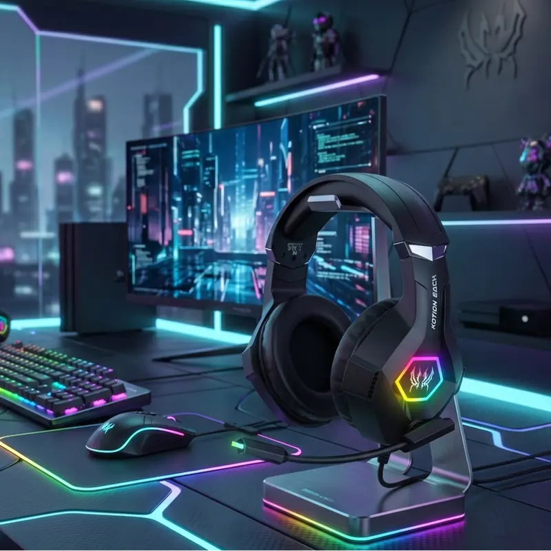Dynamic RGB Wired Gaming Headset with On-Cable Controls