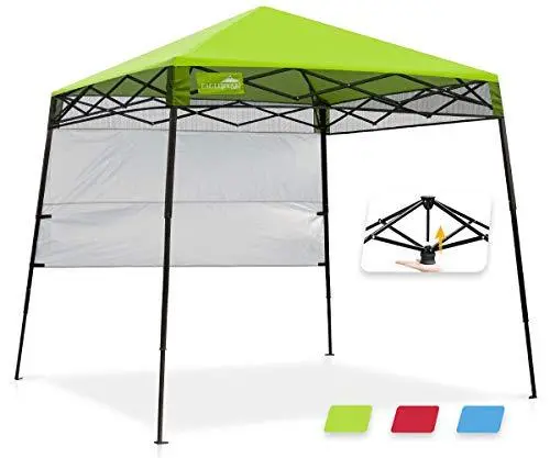 EAGLE PEAK Day Tripper Slant-Leg Canopy – 8’×8′ Lightweight Portable Shelter with Backpack Carry & One-Person Setup (Green)