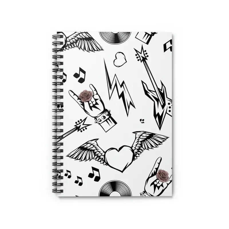 Edgy Rock-and-Roses Design Spiral Notebook