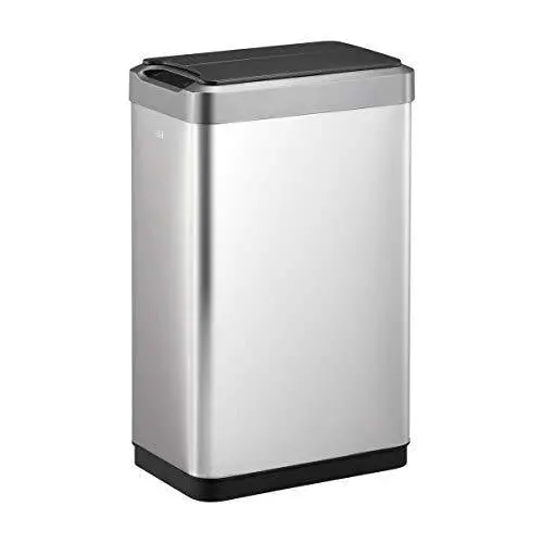 EKO Phantom-T Vertical Motion-Sensor Trash Can – 13.2-Gallon Stainless Steel Smart Bin with Hands-Free Operation