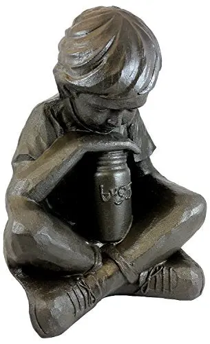 Emsco Boy Garden Statue – 16-Inch Bronze-Finished Resin Sculpture with Naturalistic Detail