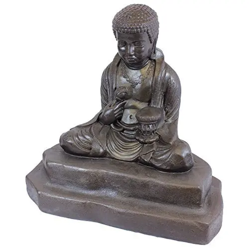 Emsco Bronze Meditating Buddha Statue – 24-Inch Lightweight Garden Sculpture for Outdoor Serenity